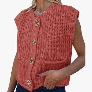 PrettyGarden Women's Knitted Button-Down Sweater Vest XL